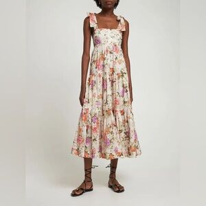 Zimmermann Pattie Tie Shoulder Floral Cotton Maxi Dress Size 0
